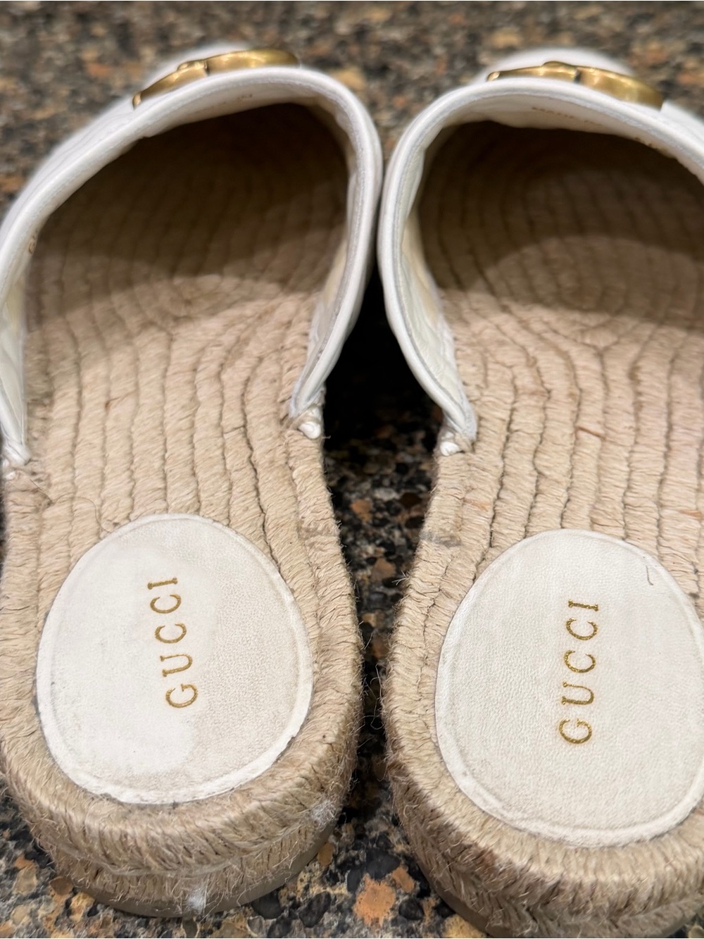 Gucci White GG Marmont Quilted Leather Espadrille Mules 39 - Picture 5 of 10